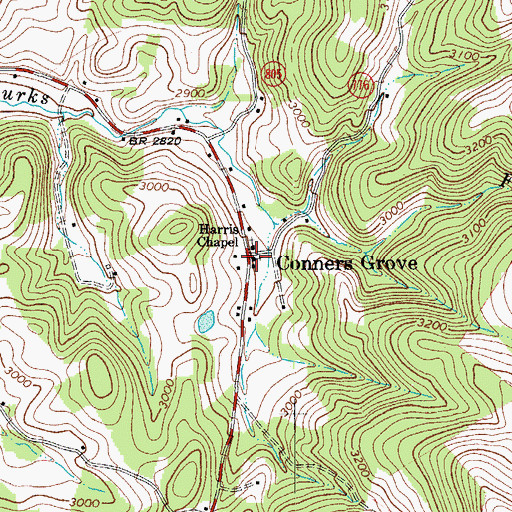 Topographic Map of Conners Grove Baptist Church, VA