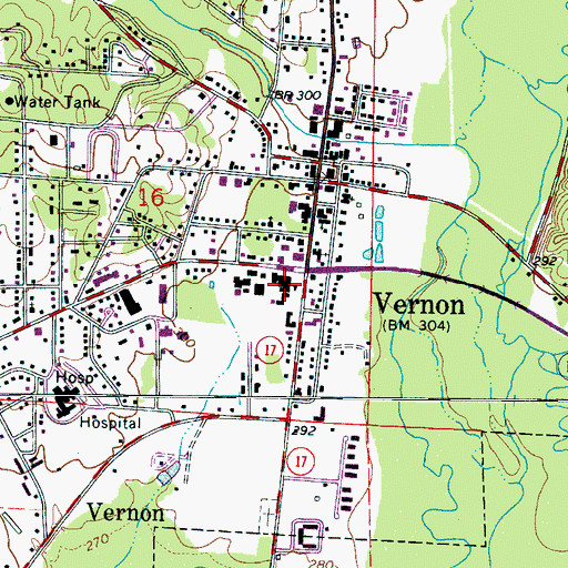 Topographic Map of Vernon Consolidated School, AL