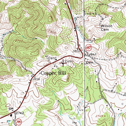Topographic Map of Copper Hill Church of the Brethren, VA