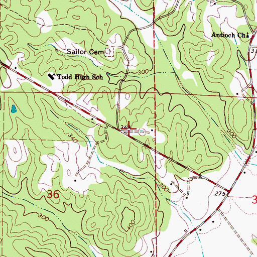 Topographic Map of Westside Church, AL