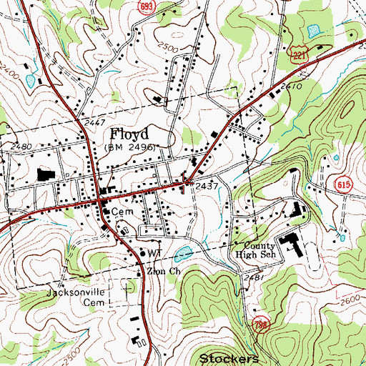 Topographic Map of Floyd United Methodist Church, VA