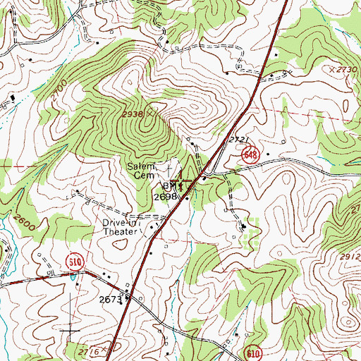Topographic Map of Head of the River Church, VA