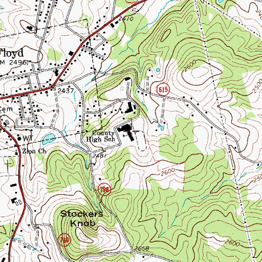 Topographic Map of Jacksonville Academy (historical), VA