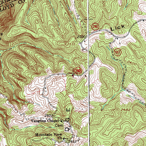 Topographic Map of Lick Ridge School (historical), VA
