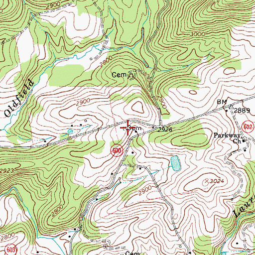 Topographic Map of Shelor Cemetery, VA