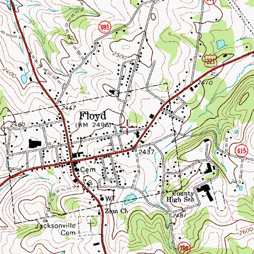 Topographic Map of The Presbyterian Church of Floyd, VA