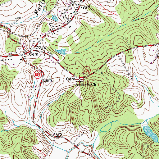 Topographic Map of Antioch Cemetery, VA
