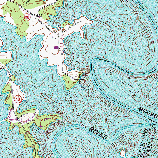 Topographic Map of Bernards Landing, VA