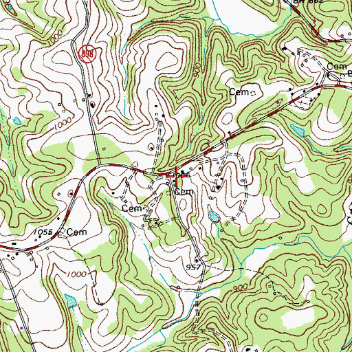 Topographic Map of Blue Hill Church (historical), VA