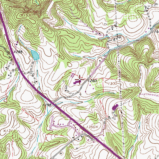 Topographic Map of Boones Mill Elementary School, VA