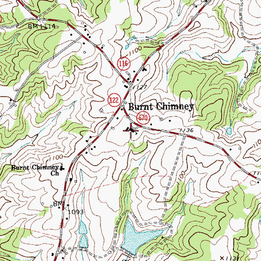 Topographic Map of Burnt Chimney Elementary School, VA