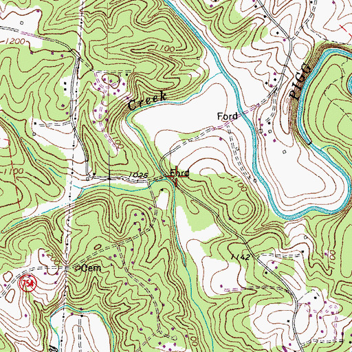 Topographic Map of Cassells Mill (historical), VA