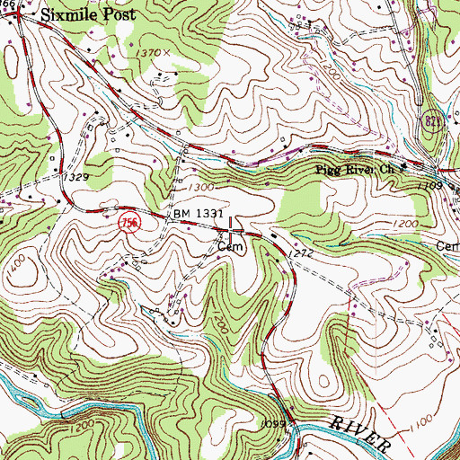 Topographic Map of Clearview Cemetery, VA