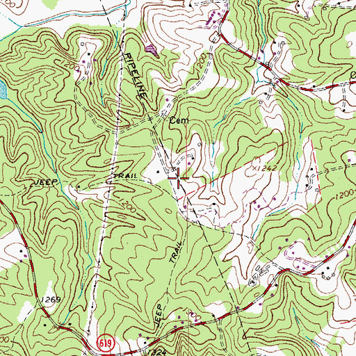 Topographic Map of Center Ridge School (historical), VA