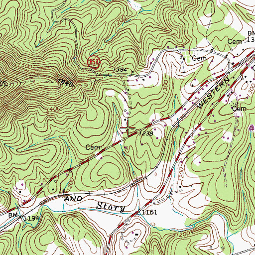 Topographic Map of Cooks Knob School (historical), VA