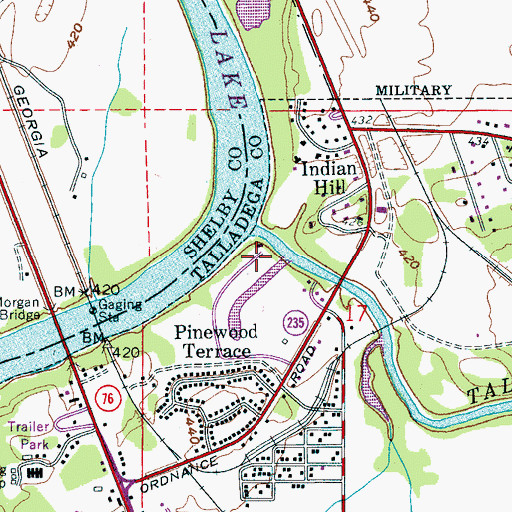 Topographic Map of Curtis Camp, AL