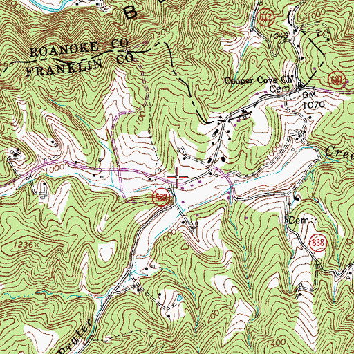 Topographic Map of Coopers Cove School (historical), VA