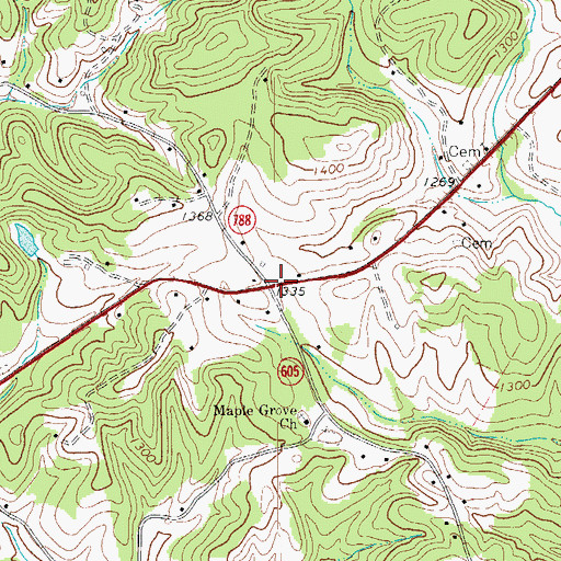 Topographic Map of Cross Roads, VA