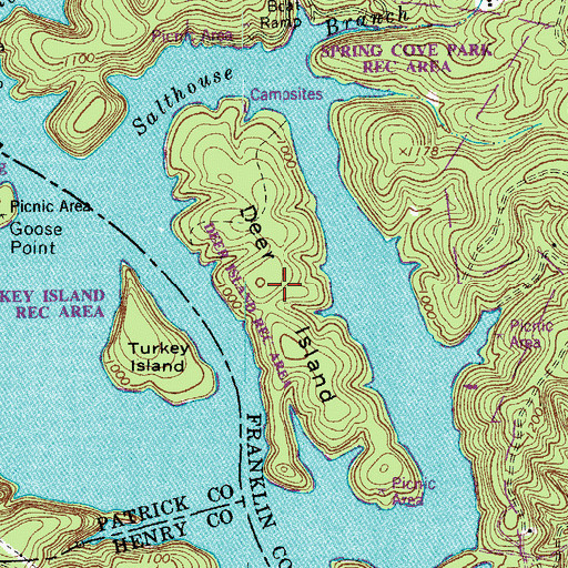 Topographic Map of Deer Island Recreation Area, VA