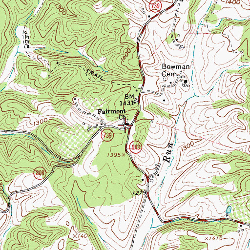 Topographic Map of Fairmont Cemetery, VA