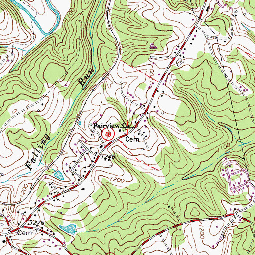 Topographic Map of Fairview Cemetery, VA