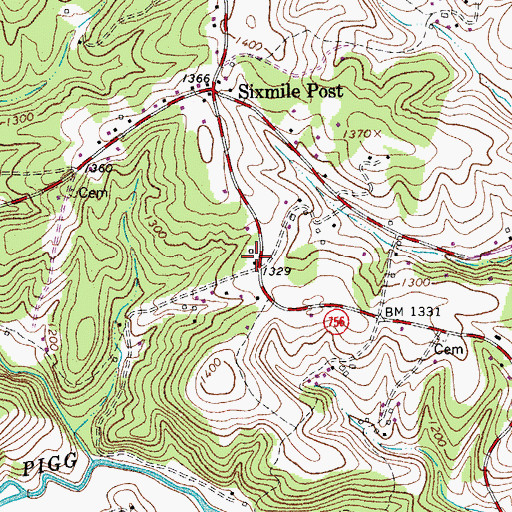 Topographic Map of Ferguson School (historical), VA