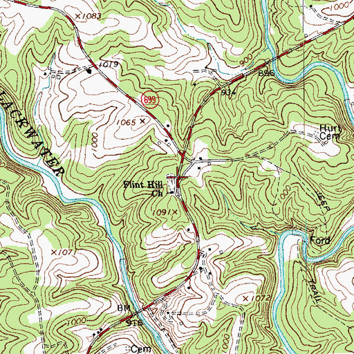 Topographic Map of Flint Hill Cemetery, VA