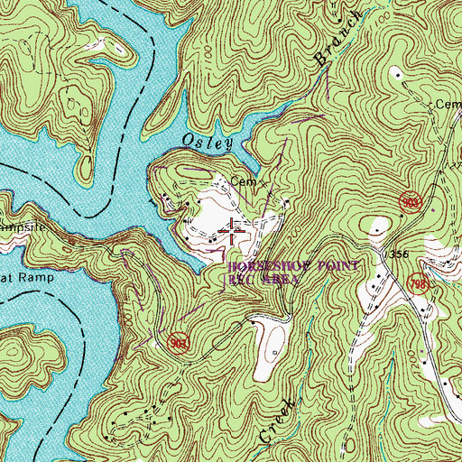Topographic Map of Horseshoe Point Recreation Area, VA