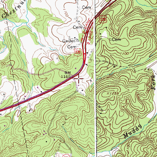 Topographic Map of Muddy Fork School (historical), VA