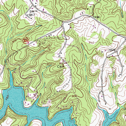 Topographic Map of Pasley Cemetery, VA