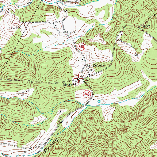 Topographic Map of Phoebe Needles Memorial School (historical), VA