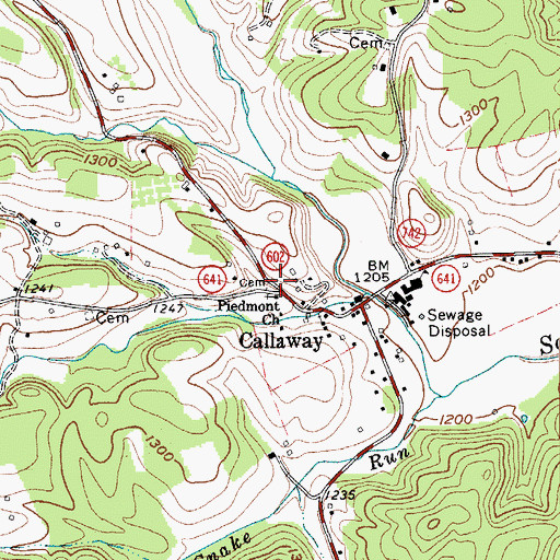 Topographic Map of Piedmont Cemetery, VA