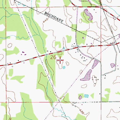 Topographic Map of Masters Cemetery, AL
