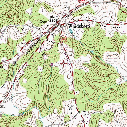 Topographic Map of Story Creek Baptist Church, VA
