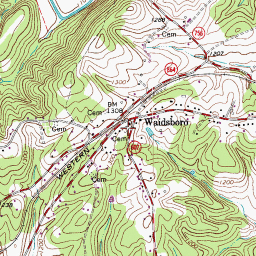 Topographic Map of Story Creek Cemetery, VA