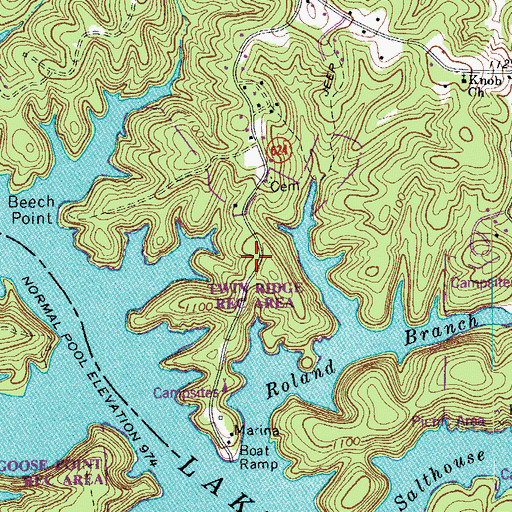 Topographic Map of Twin Ridge Recreation Area, VA