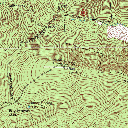 Topographic Map of Dismal Peak Fire Tower, VA