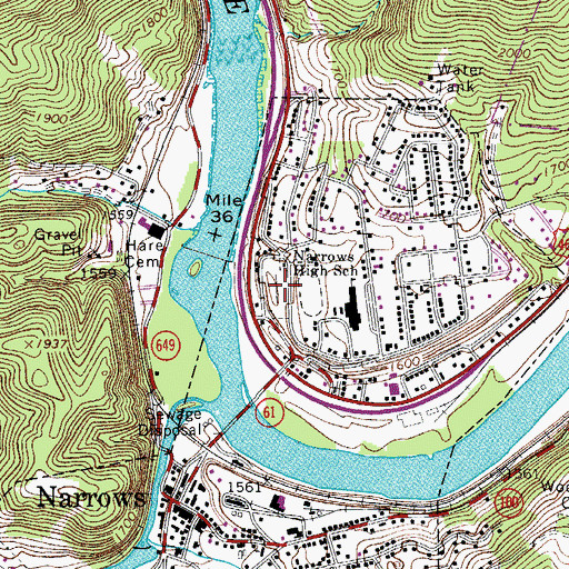 Topographic Map of Fairview Cemetery, VA