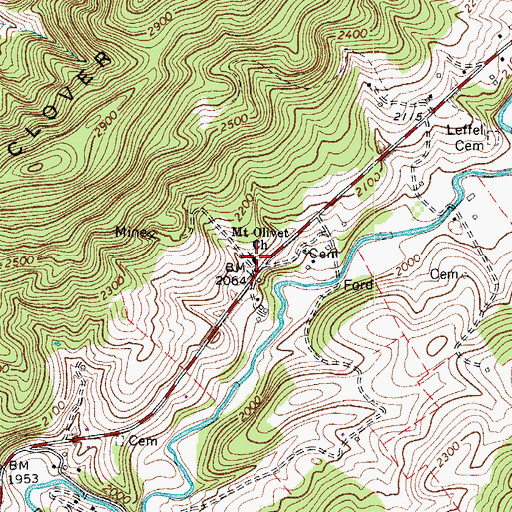 Topographic Map of Mount Olivet Lutheran Church (historical), VA