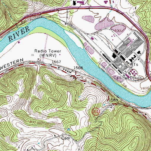 Topographic Map of North Pearisburg, VA