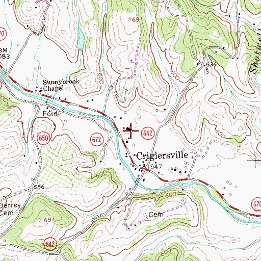 Topographic Map of Criglersville Elementary School, VA