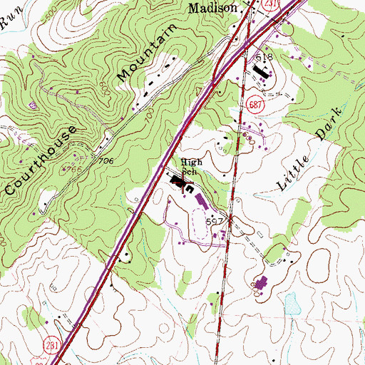 Topographic Map of Madison County High School, VA
