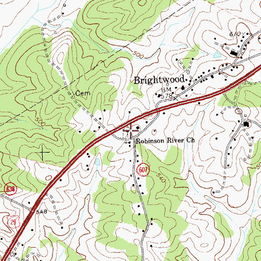 Topographic Map of Robinson River Primitive Baptist Church Cemetery, VA