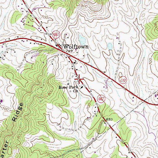 Topographic Map of Rose Park United Methodist Cemetery, VA
