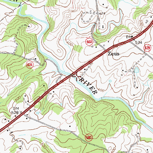 Topographic Map of Russells Ferry (historical), VA