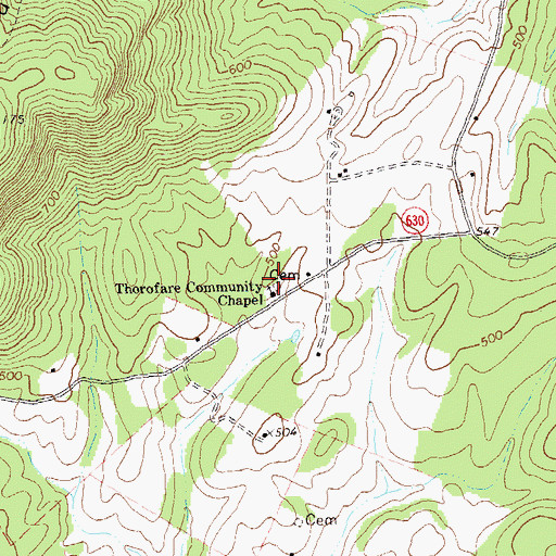Topographic Map of Thorofare Community Chapel Cemetery, VA