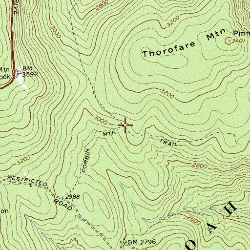 Topographic Map of Thorofare Mountain School (historical), VA
