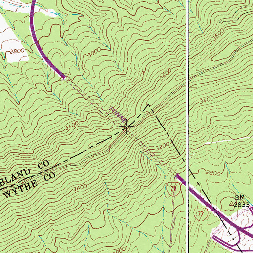 Topographic Map of Big Walker Mountain Tunnel, VA