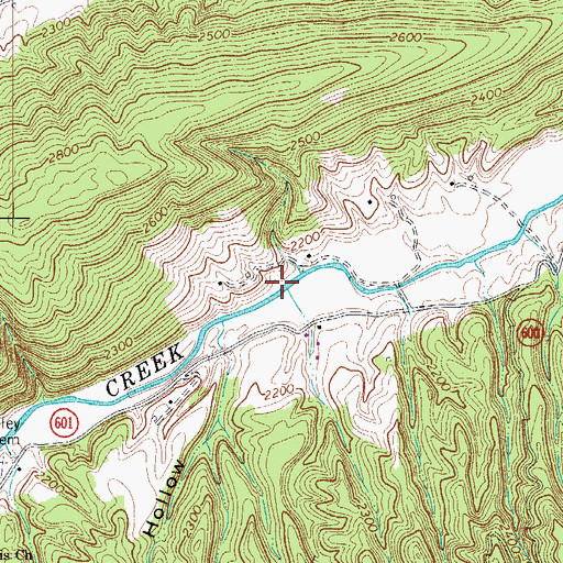 Topographic Map of Bridge Hollow, VA