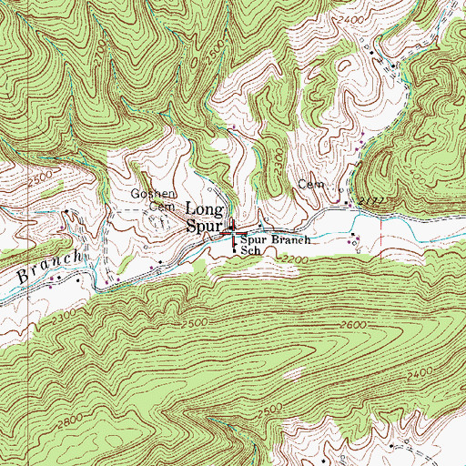 Topographic Map of Church Branch, VA